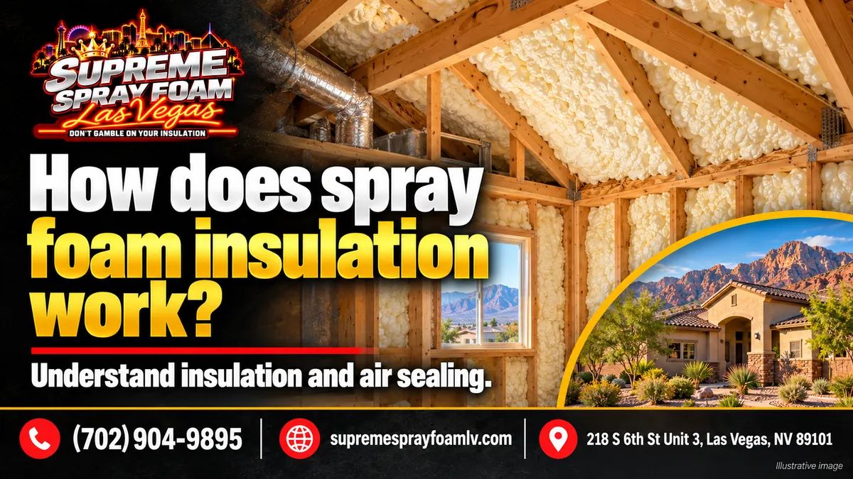 Spray foam applied to the roof framing and walls of a home under construction in Las Vegas (illustrative image)